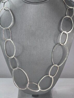 Womens Vintage Estate Sterling Silver Modernist Necklace 39.0g E6768